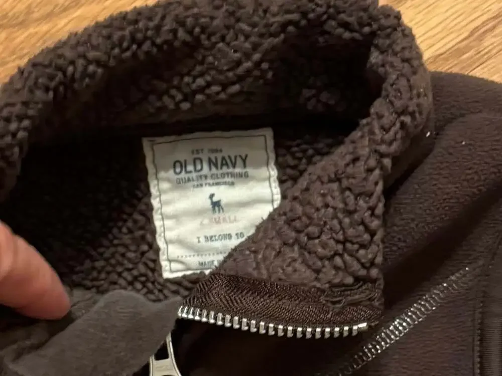 Old Navy Kids unisex Brown Full Zip Fleece Vest with Sherpa Trim XS